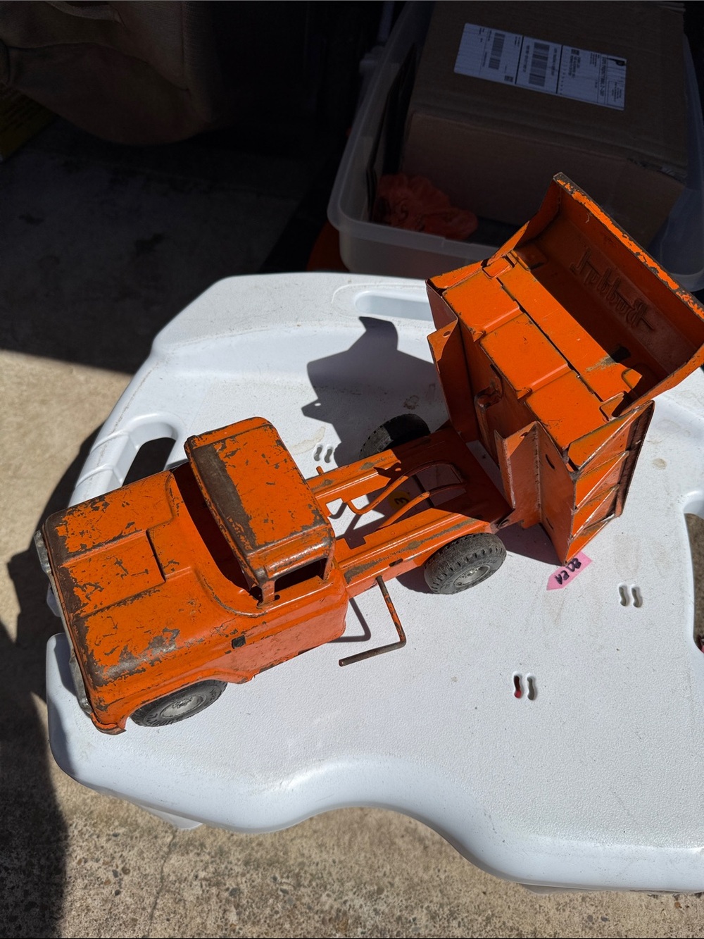 Buddy Basics Orange Metal Dump Truck Toy